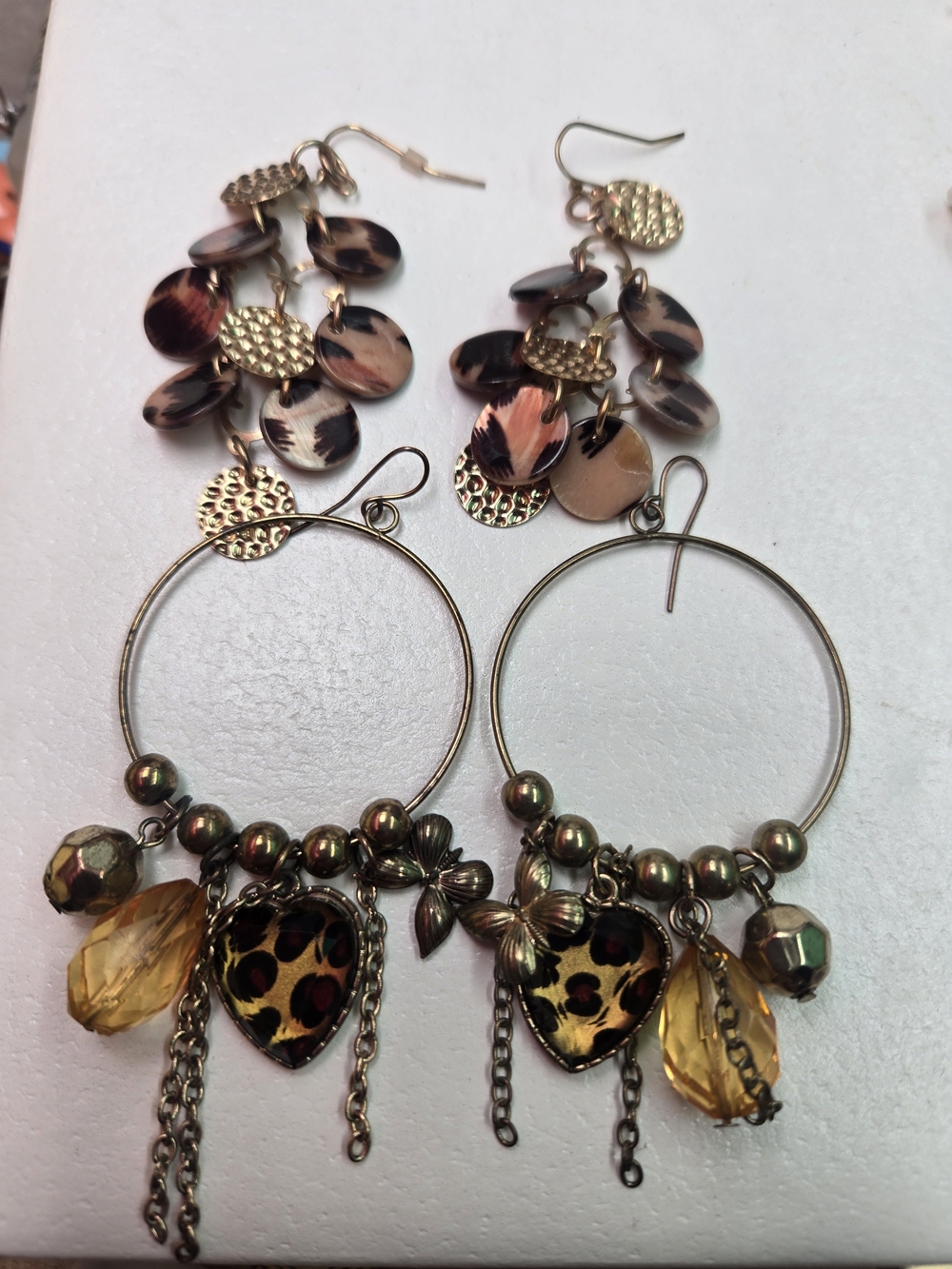 Gold-Tone Leopard Charm Hoop Earrings - Brown & Gold